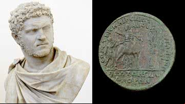Busto e medalhão representando o imperador Caracala - Foto por Naples National Archaeological Museum via Wikimedia Commons / Divulgação/Regional Historical Museum – Veliko Tarnovo