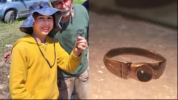 Menino de 13 anos e o anel 2 mil anos encontrado em túneis ocultos de Israel - Reprodução/Redes Sociais/Facebook/Autoridade de Antiguidades de Israel