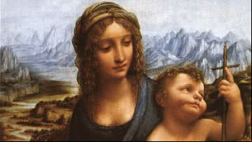Recorte de 'Virgem do Fuso', de Leonardo da Vinci - Domínio Público