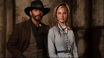 James Dutton (Tim McGraw) e Elsa (Isabel May) em '1883' - Divulgação/Paramount+ /CBS