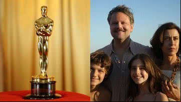 Foto do Oscar (à esqu.) e imagem de 'Ainda Estou Aqui' (à dir.) - Getty Images e Divulgação