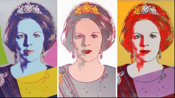 Imagens ilustrativas de serigrafias da rainha Beatrix, por Andy Warhol - Divulgação/Artsy