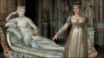 Escultura e retrato representando Pauline Bonaparte - Getty Images