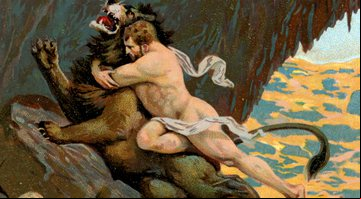 Pintura de Hércules matando um leão - Getty Images