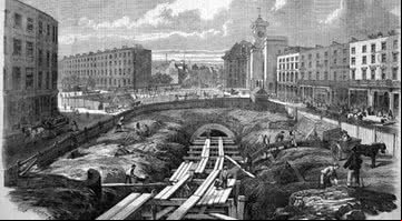 Construção da ferrovia em 1861 - Wikimedia Commons
