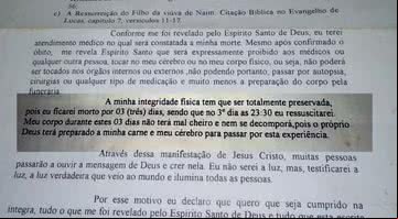 Carta escrita pelo pastor em 2008 - Divulgação/TV Anhanguera