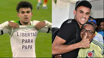 Imagem de Luis Díaz e seu pai, Luis Manuel Díaz - Reprodução/Instagram/luisdiaz19_ e Reprodução/X/centregoals
